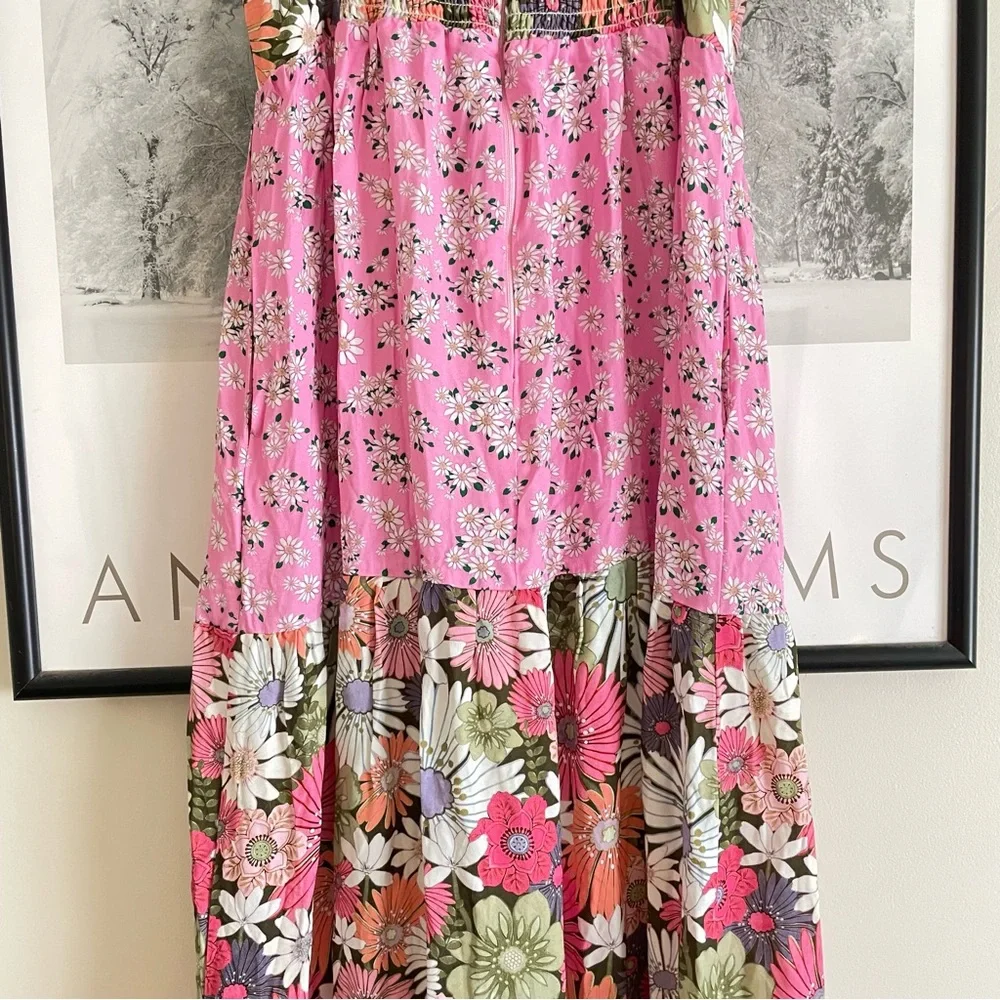 Agua Bendita Alani Java Maxi Dress Pink Bloom Large Underwire NWT - Picture 13 of 16
